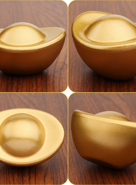 新款个互不元宝家居开业桌面摆件光面实心元宝摆件配饰金属工艺品