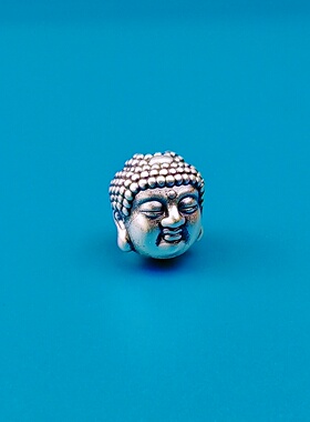 999纯银足银复古3D双面佛头隔珠散珠配珠diy文玩手串手链银饰配件