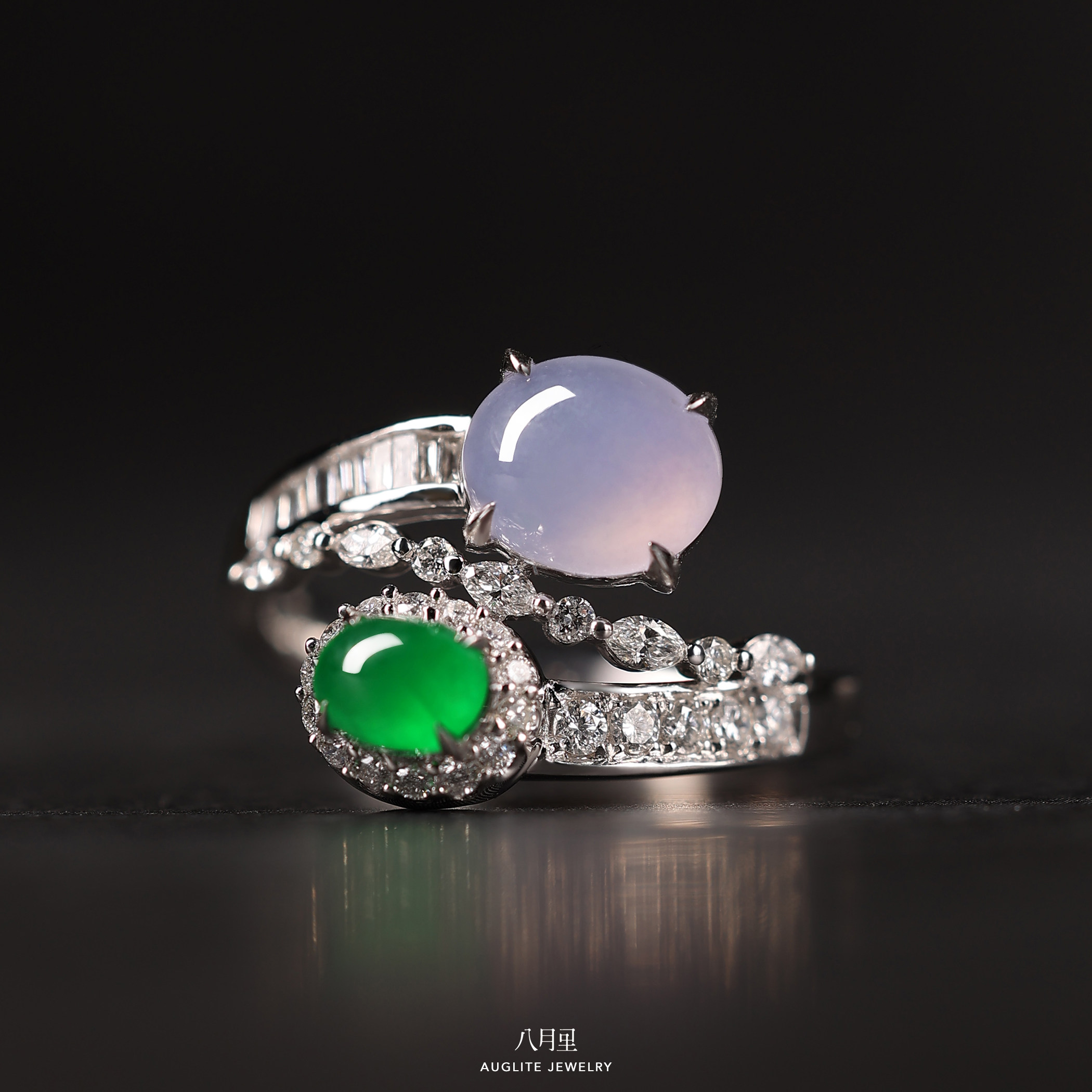 Two simple jade rings that can be stacked or worn alone