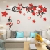 Hoa nho acrylic 3d dán tường ấm áp phòng khách lãng mạn TV nền tường bố trí dán tường trang trí - TV