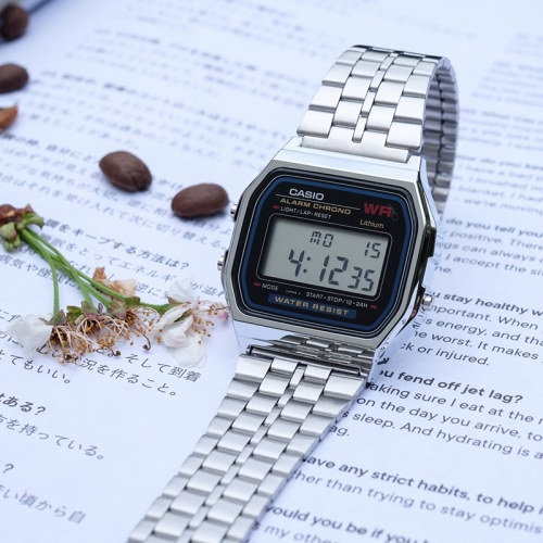 Casio卡西欧手表小银表复古方块手表多功能学生电子表男A159WA-N1 - 图3