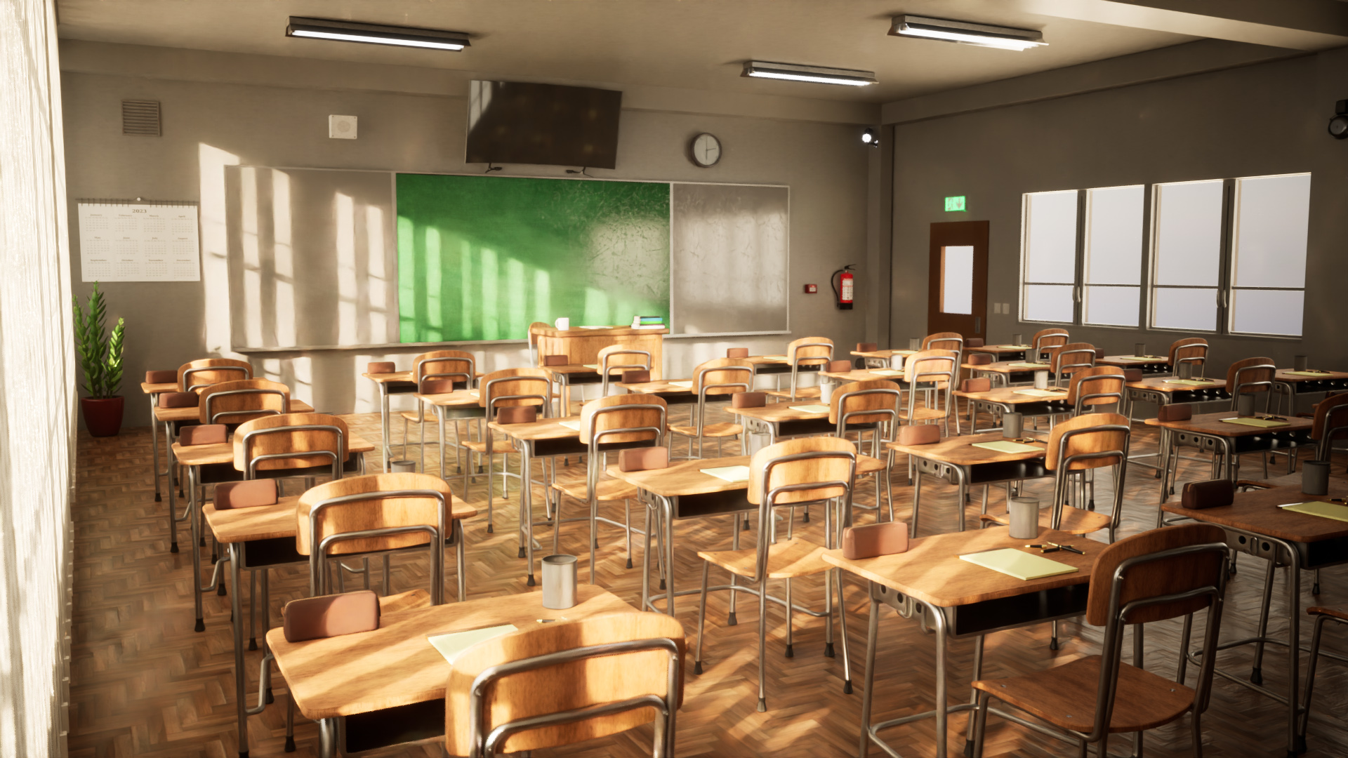 UE4虚幻5 Classroom Environment / 40 Assets 教室学校环境 - 图0