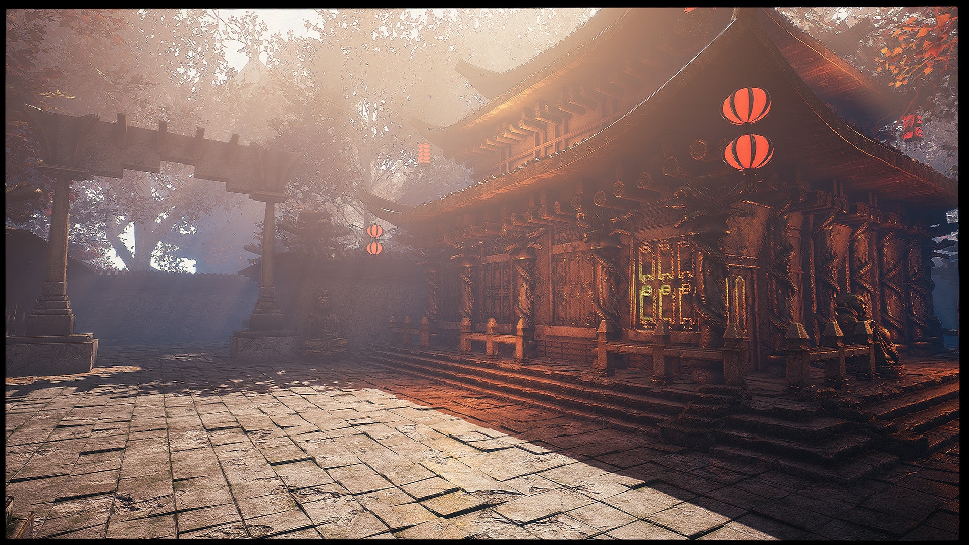 UE4虚幻5 SICKA DYNASTY中式寺庙盘龙佛像庭院园林古建筑场景-图1