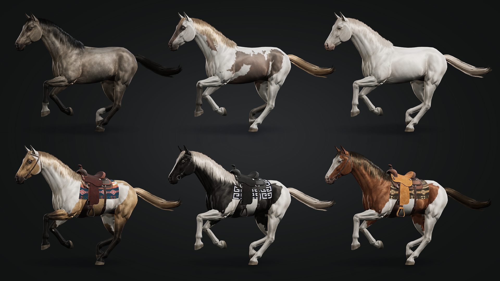 UE4虚幻5 Horse Herd V1 写实马群可自定义奔马3D模型带动画 - 图1