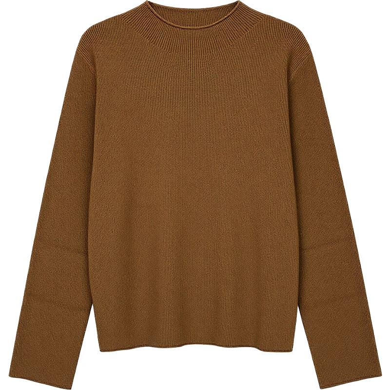 大码百分百女微胖mm冬季保暖加厚半高领正肩打底毛衣针织衫 - 图3