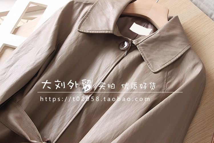 2025秋季新款 翻领休闲水洗PU皮简约单排扣中长款腰带 女风衣外套,淘宝优惠券,粉丝福利购,淘宝优惠卷