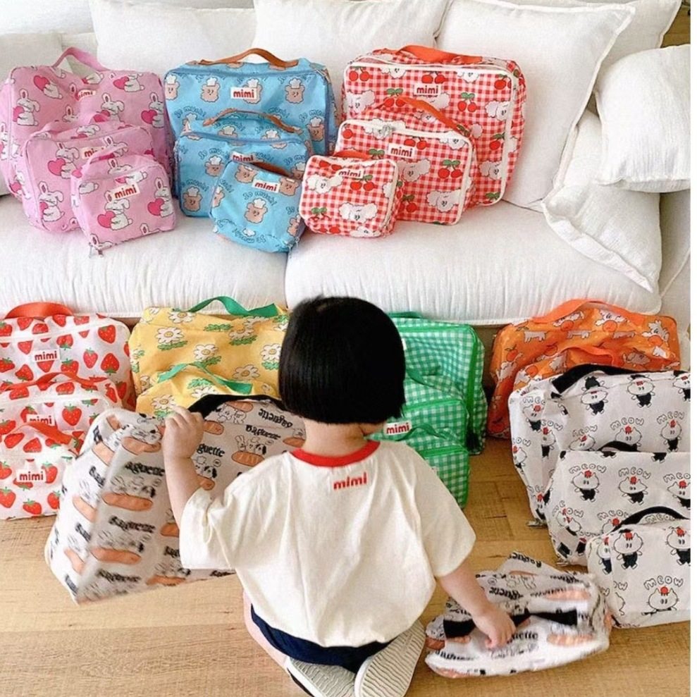 韩国ins卡通手提包便携多功能大容量衣物收纳包家庭旅行鞋袜分装,淘宝优惠券,粉丝福利购,淘宝优惠卷