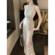 Sun Yaqiao Yirenruxue summer crocheted sleeveless stretch mesh embroidered vest swing collar top for women