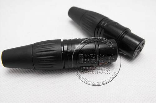 卡侬头炫黑三芯卡农话筒头卡龙铜芯24K金XLR平衡母头三孔卡母头 - 图1