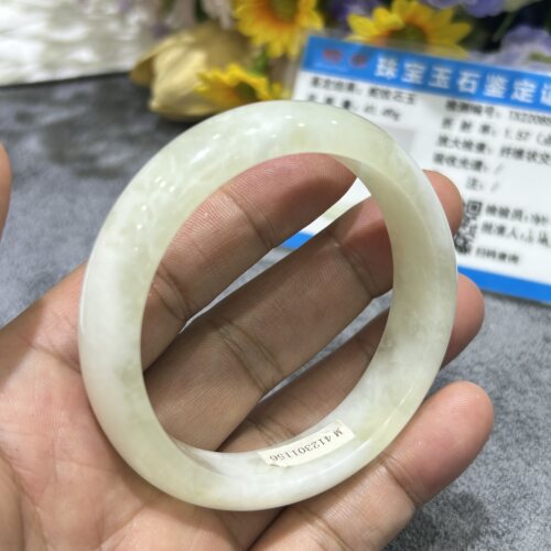 蓝田玉蛇纹石玉手镯天然玉石无酸洗注色专柜正品源头厂家57.5圈口 - 图3