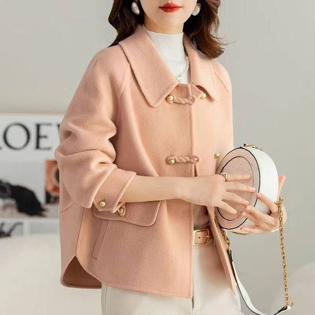 Double -sided woolen woolen coat female autumn and winter new wool woolen coats small, stylish, loose, thin short shirt