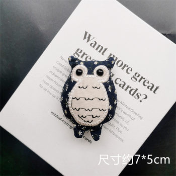 ແບບປ່າໄມ້ງາມ fabric floral hemp brooch cat ປາ giraffe owl rabbit ກາຕູນ pin brooch ອອກແບບ