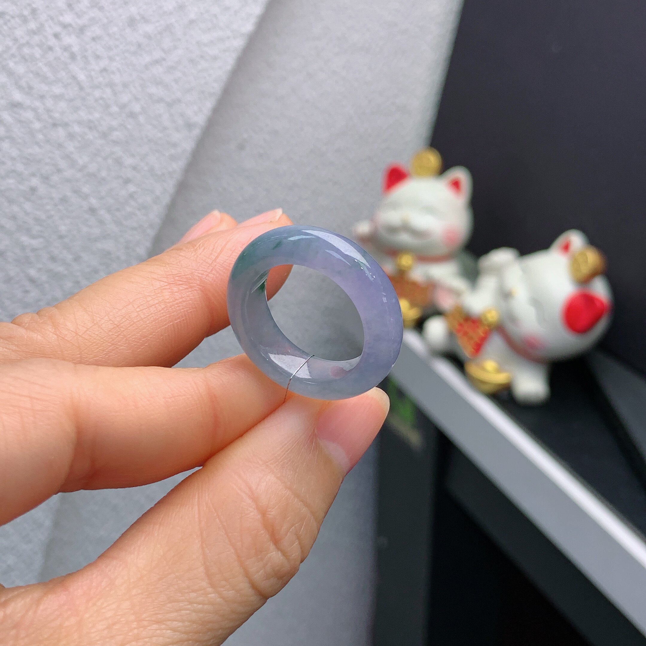 14-15 circle Myanmar natural jade A goods ice violet Monet garden ring A351#
