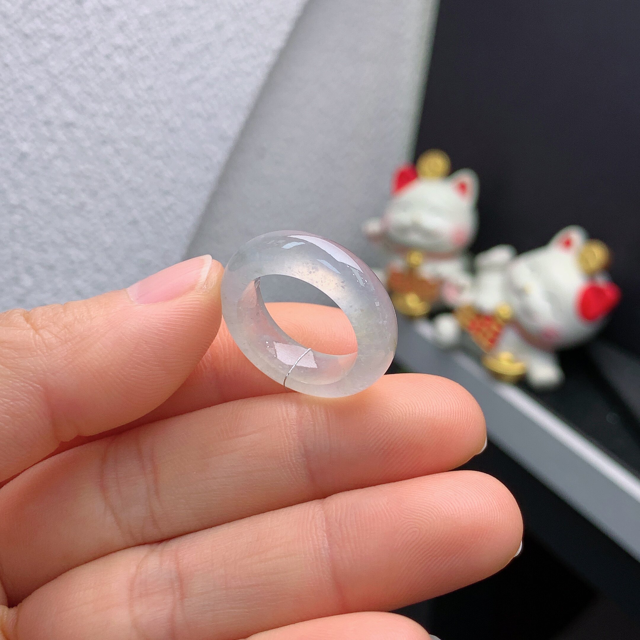 11-12 circle Myanmar natural jade A goods ice floating yellow jade ring A143#