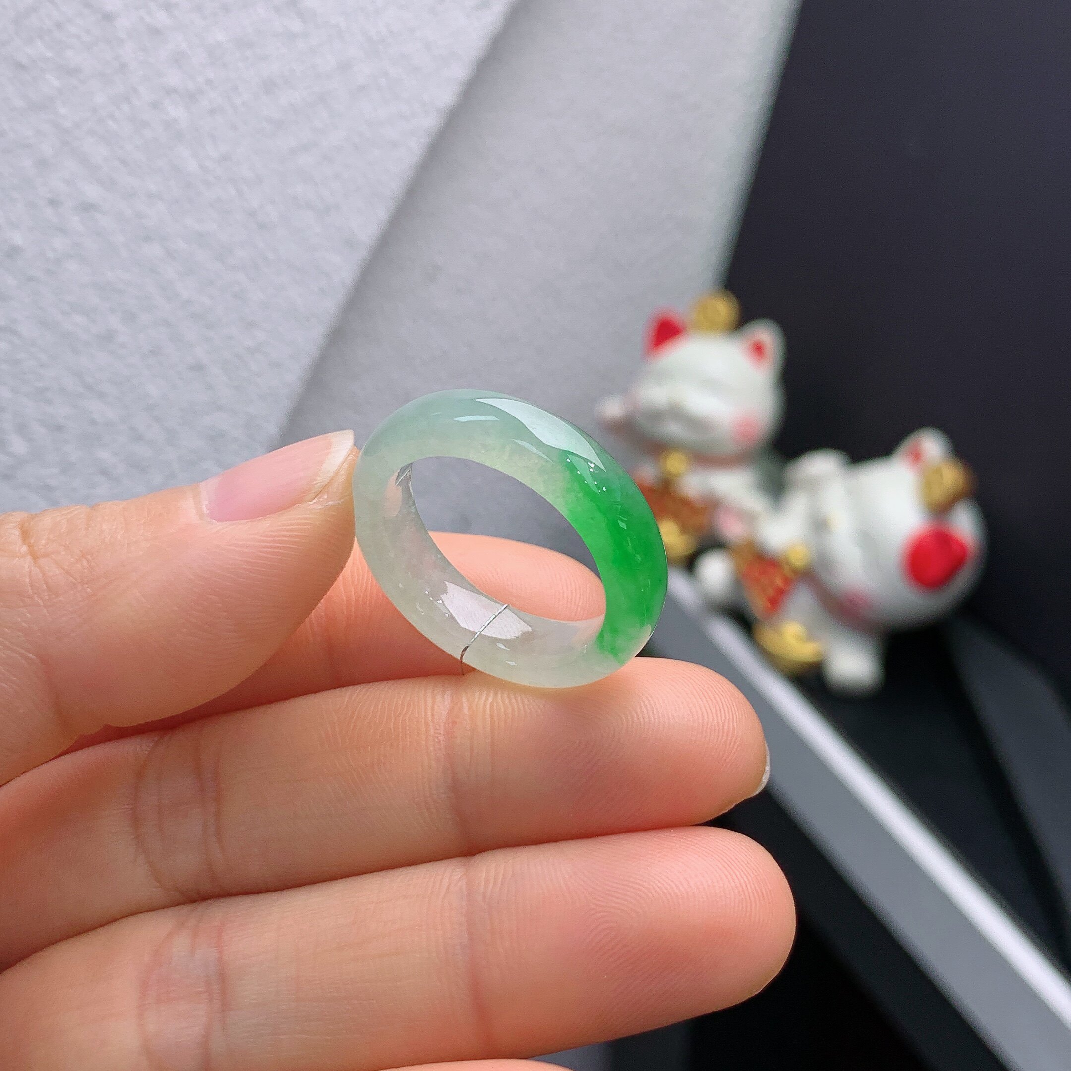 20-21 Circle Burmese Natural Jade A Grade Bingyang Green Ring A978#
