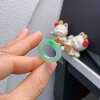 5-6 circle Burmese natural jade A goods ice floating green ring 200#