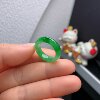 10-11 Circle mouth Burmese natural jade A goods ice spicy green ring A921#