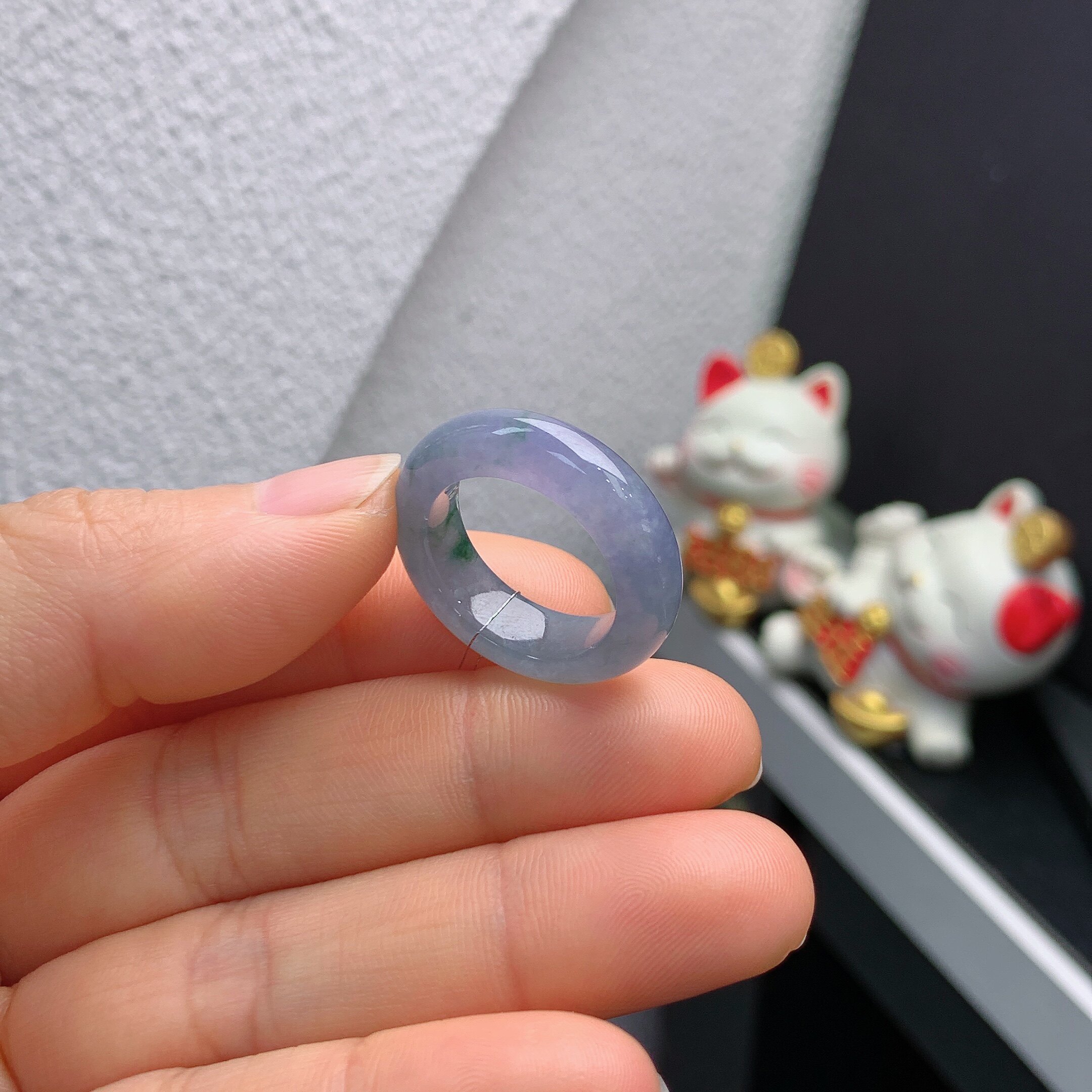 14-15 circle Myanmar natural jade A goods ice violet Monet garden ring A351#
