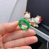 14-15 circle Myanmar natural jade A goods ice piao spicy green ring A934#