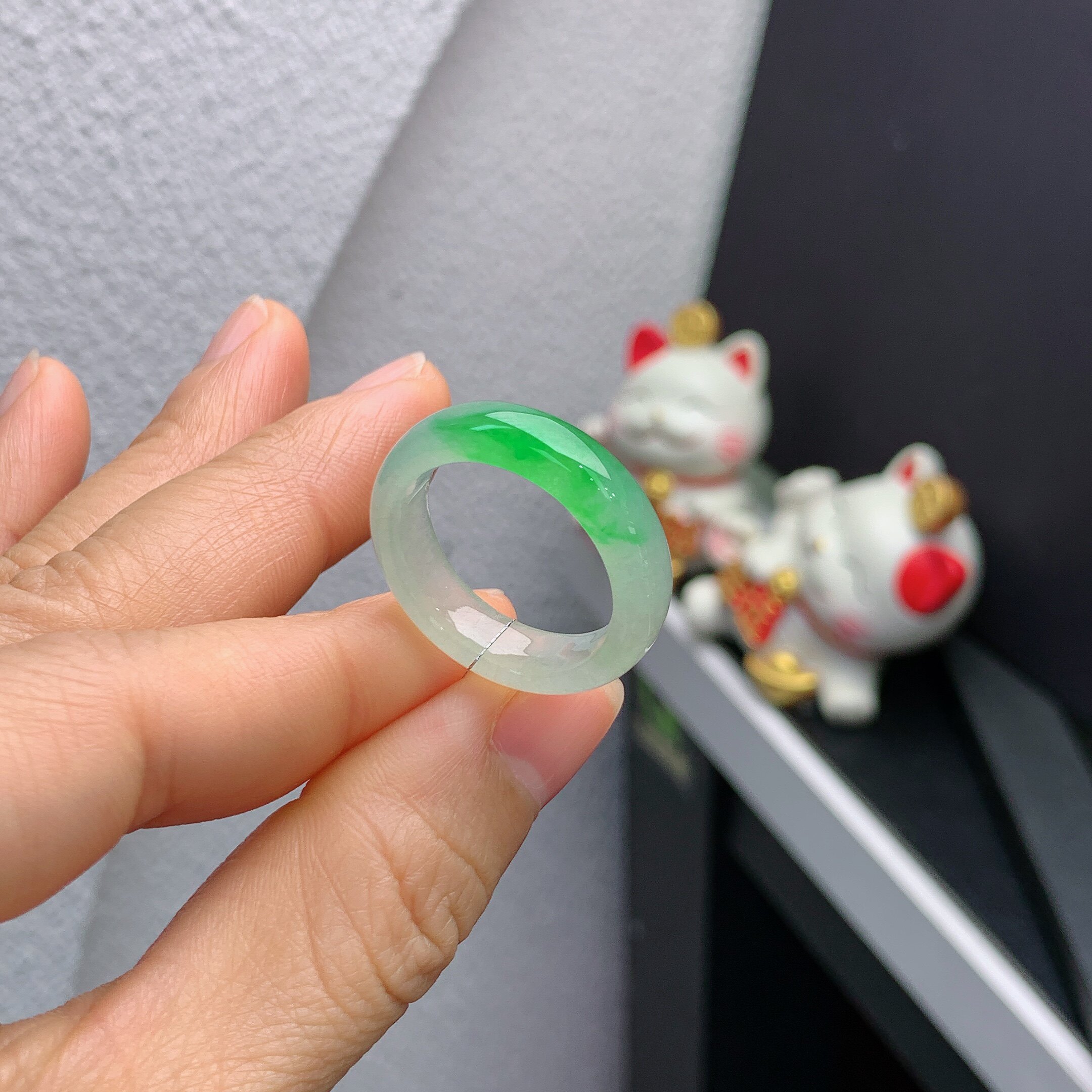 20-21 Circle Burmese Natural Jade A Grade Bingyang Green Ring A978#