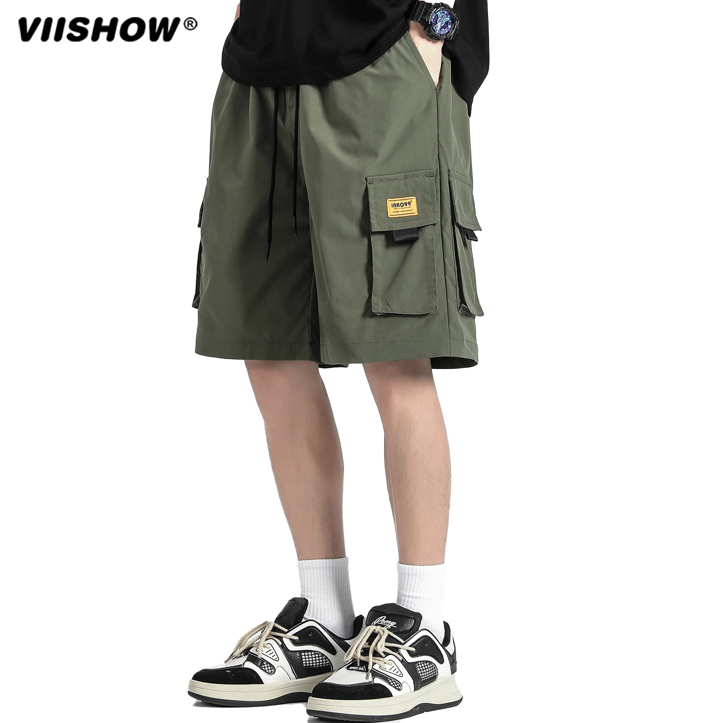 VIISHOW日系复古多口袋工装短裤男潮牌街头bf宽松阔腿休闲五分裤,淘宝优惠券,粉丝福利购,淘宝优惠卷