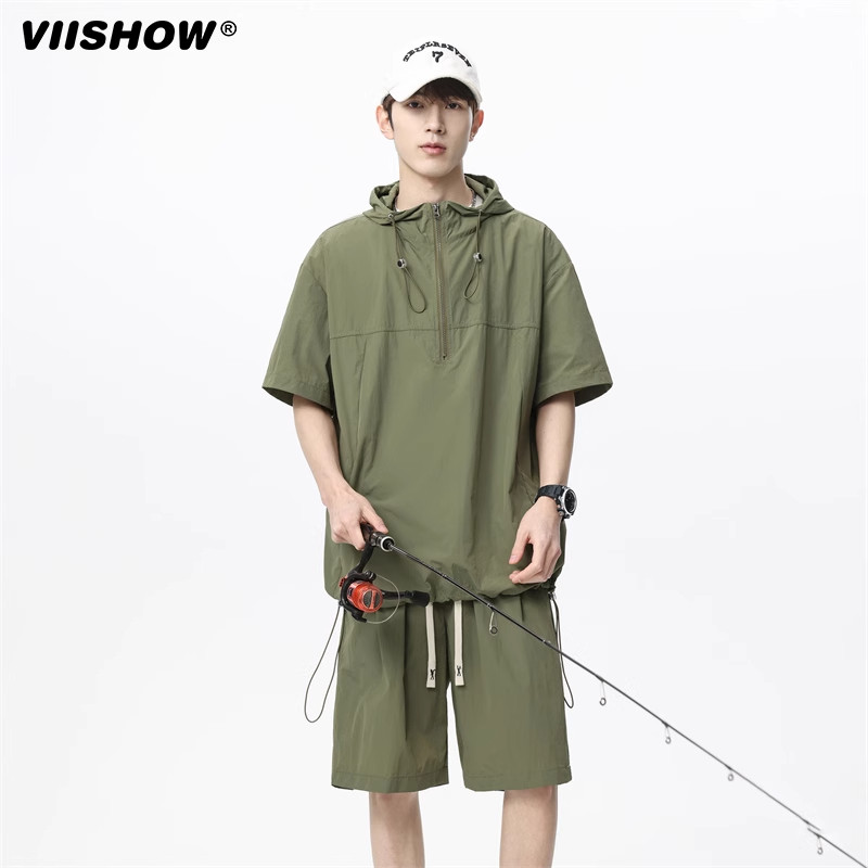 VIISHOW夏季冰丝防晒衣男款运动套装户外休闲防紫外线外套两件套,淘宝优惠券,粉丝福利购,淘宝优惠卷