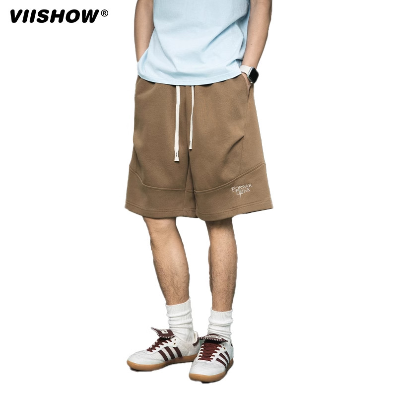 VIISHOW夏季美式复古运动休闲短裤宽松潮牌五分裤刺绣透气裤子男,淘宝优惠券,粉丝福利购,淘宝优惠卷