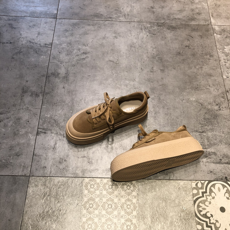 真皮单鞋子女2024年秋冬时尚性感豹纹磨砂皮圆头厚底系带休闲鞋,淘宝优惠券,粉丝福利购,淘宝优惠卷