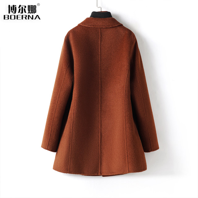 Cashmere coat mid-length suit style double-sided tweed