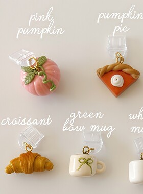 亚马逊热卖简约风可爱迷你食物吊坠柿子饼干不锈钢饰品配件18K金