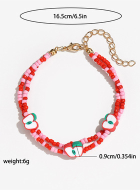 跨境新款水果系列多层串珠玻璃米珠手链女波西米亚风卡通时尚脚链