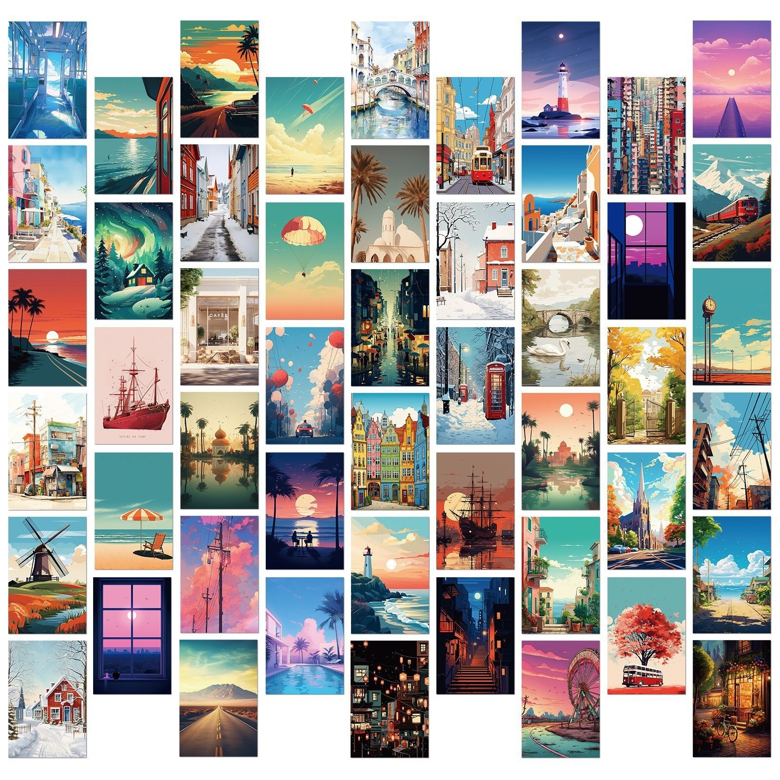 50张亚马逊海报跨境热卖SHEIN涂鸦贴纸temu装饰贴纸复古漫画贴纸,淘宝优惠券,粉丝福利购,淘宝优惠卷