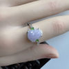 Ice Violet Jade Pixiu Ring S925 Silver Set