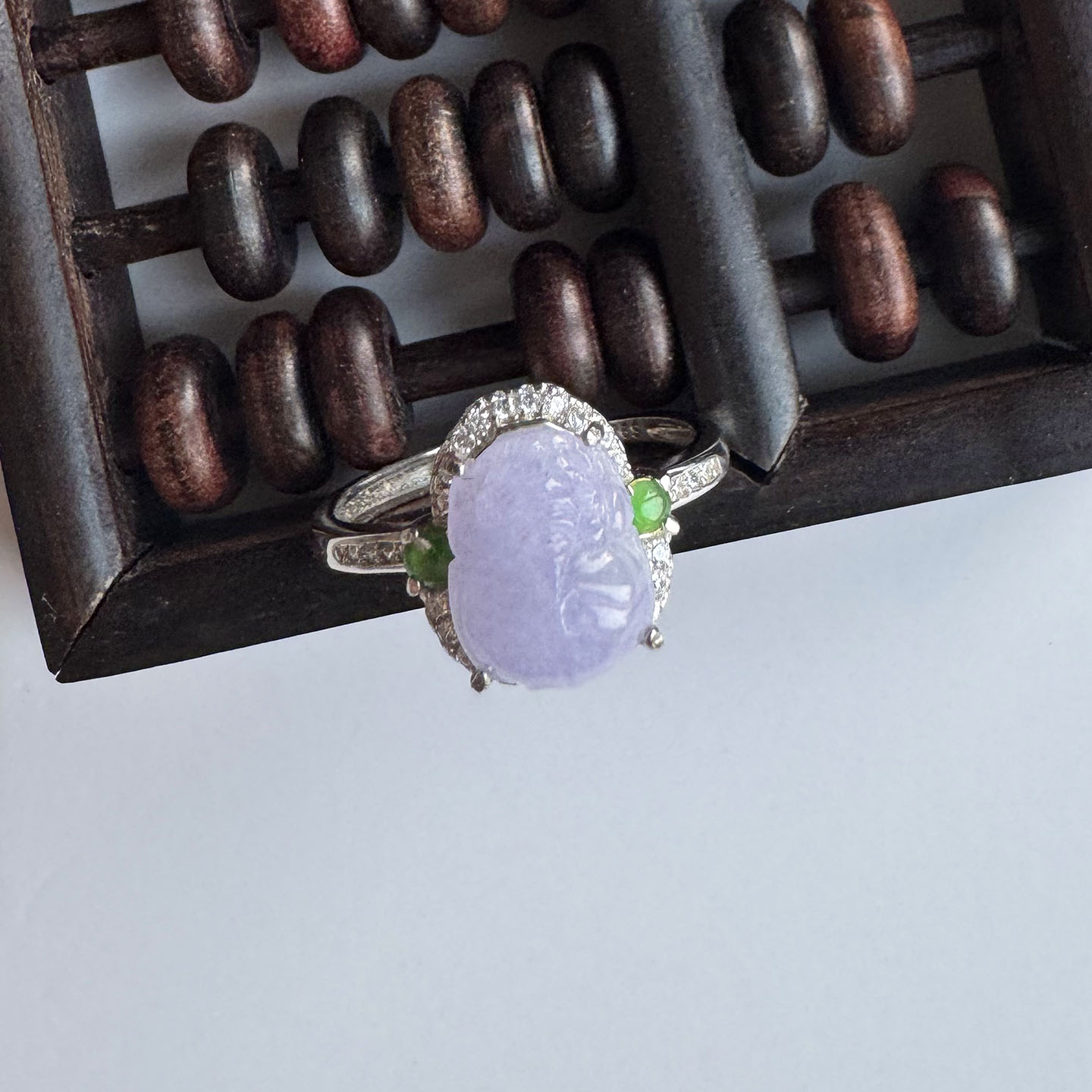 Ice Violet Jade Pixiu Ring S925 Silver Set
