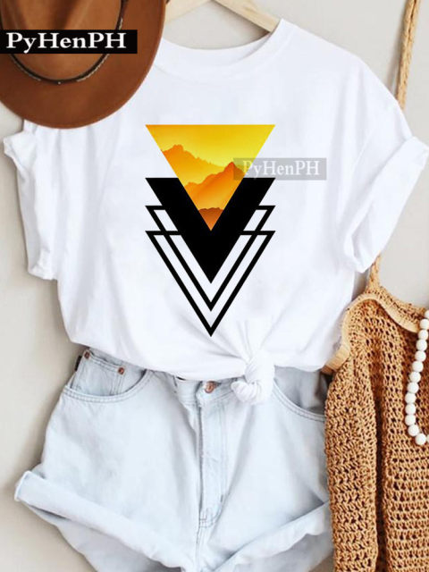 Black personalized triangle geometric pattern casual