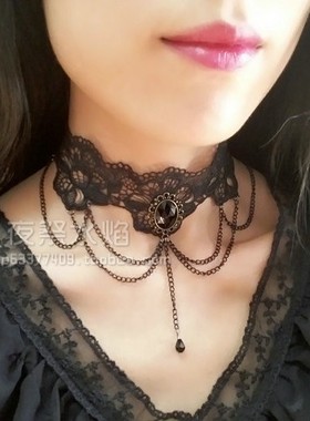 复古宫廷风蕾丝项链李小璐同款