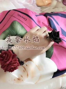 恶魔欧美风配饰红玫瑰蕾丝手链
