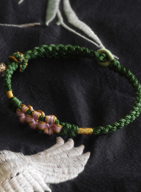 原创设计桃花手绳隽永原创情侣