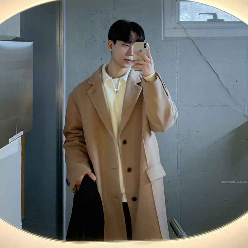 碧舍2025新款毛呢大衣中长款韩版翻领风衣宽松美拉德呢大衣百搭潮,淘宝优惠券,粉丝福利购,淘宝优惠卷