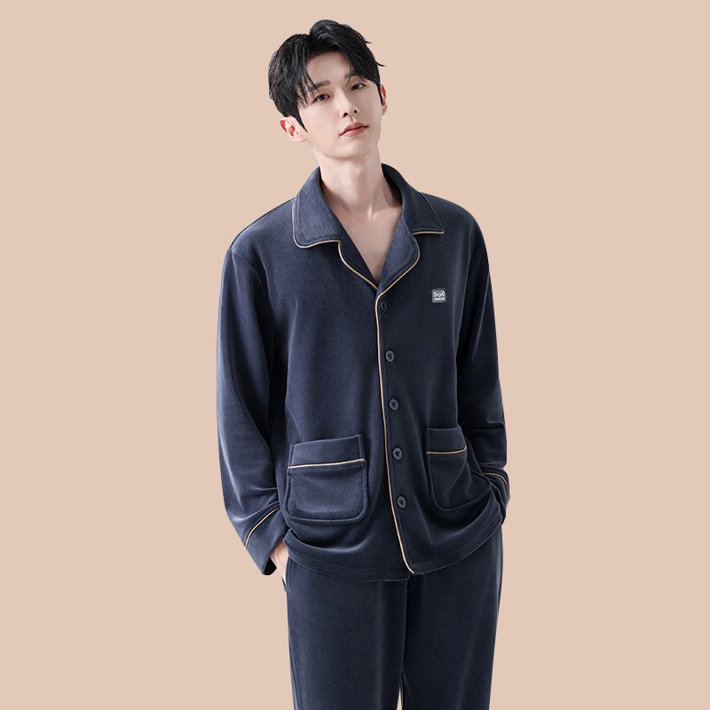 猫人男大码睡衣冬季2025新款加绒加厚宽松可外穿珊瑚绒家居服套装