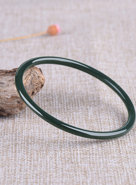 正品青玉极细圆条少女手镯