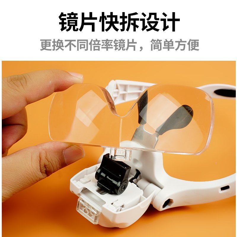 Head-mounted reading high-definition repair magnifying glass with light, handmade