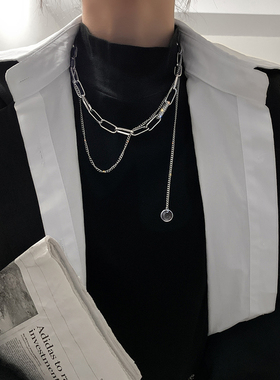 欧美网红ins潮酷链条圆片女