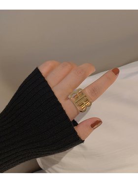 欧美风字母钛钢金属可调节戒子