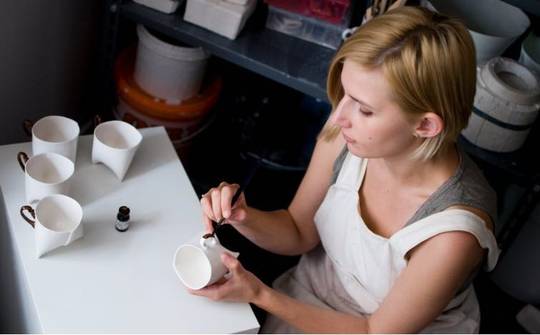 Clearance special price Polish design brand ENDEceramic coffee cup doll white gentle gaze