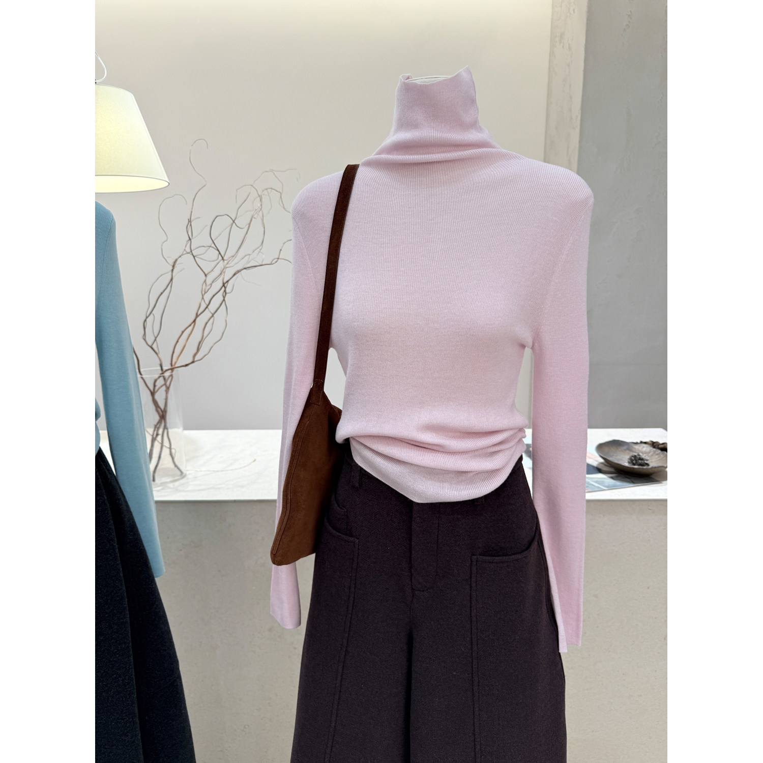 小哲 韩系修身内搭高领长袖针织衫女秋冬显瘦堆堆领打底衫毛衣,淘宝优惠券,粉丝福利购,淘宝优惠卷