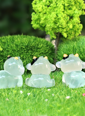 夜光奶牛盲盒玩具微缩仿真动物