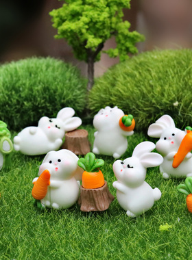 卡通仿真动物小兔子模型迷你摆件