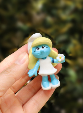 12款蓝色小精灵盲盒手办装饰摆件