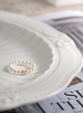 赵露思同款正圆强光施家珍珠戒指